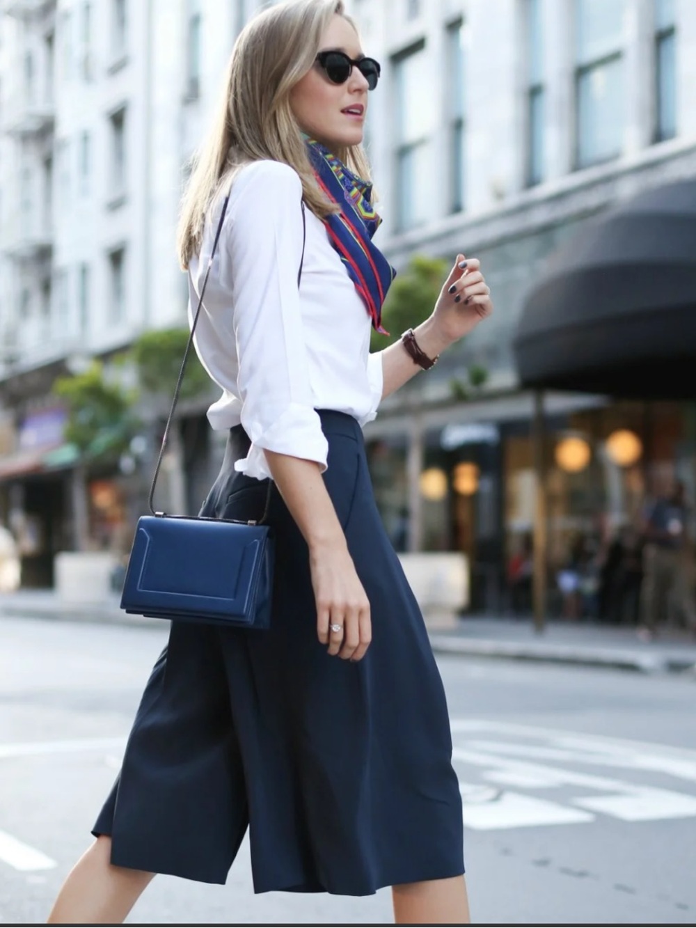 Rebeca Taylor Pleated Bermuda Short Culottes Navy Blue Preppy Minimalist Office